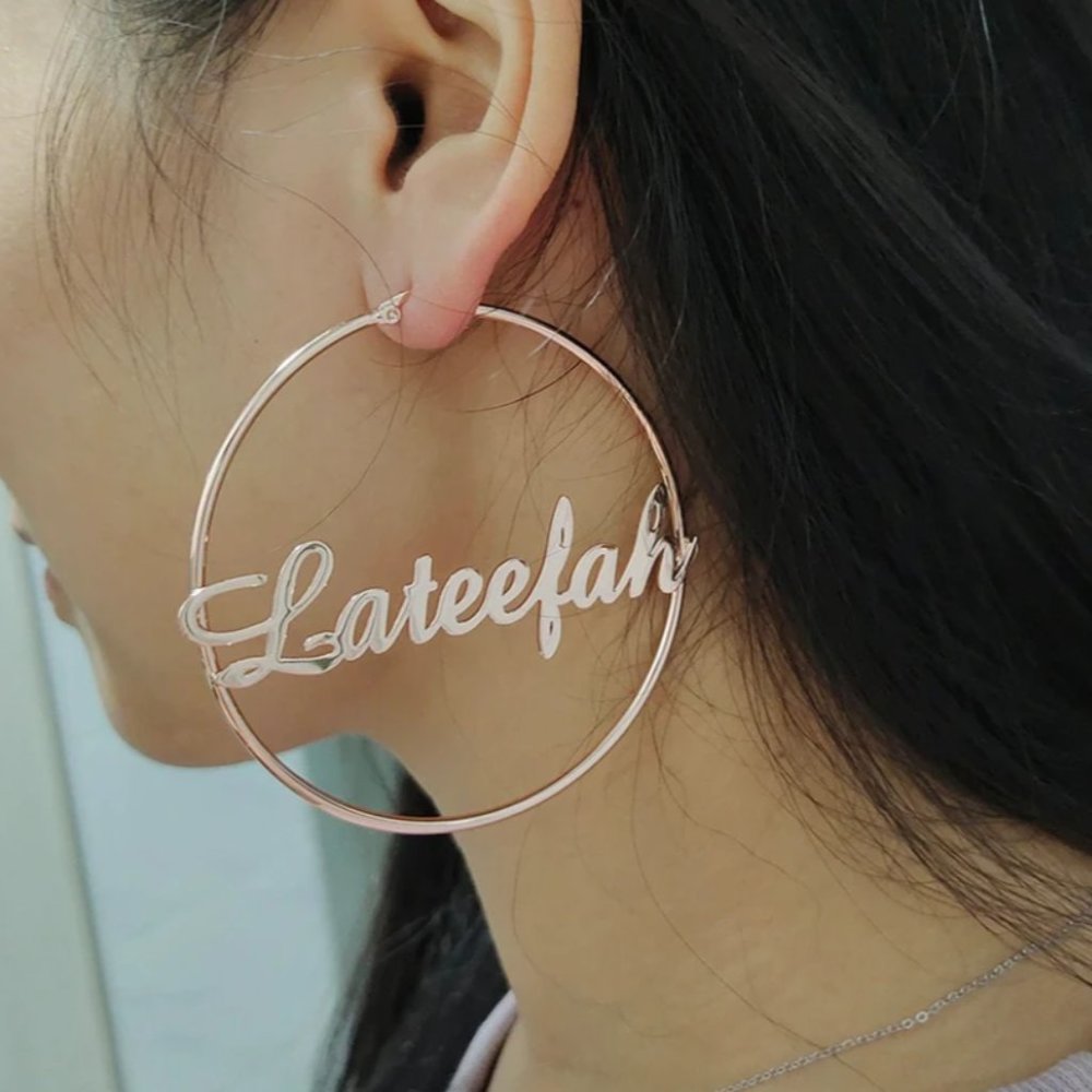 Custom Hoop Earrings Customize Name Earrings